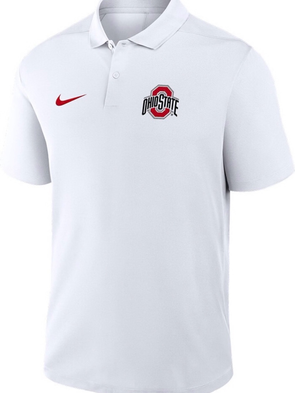 NIKE OHIO STATE BUCKEYES MENS WHITE VICTORY PRIMARY LOGO SHORT SLEEVE POLO